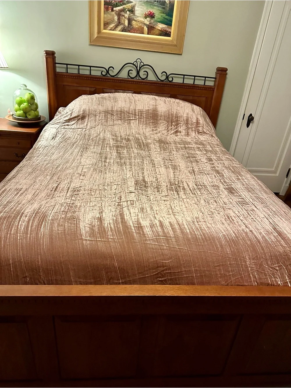 West Elm Crushed Velvet Comforter - Blush Taupe